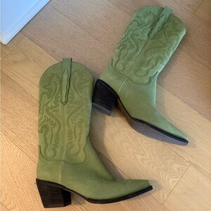 Jeffrey Campbell Green Western-Inspired Heeled Boots